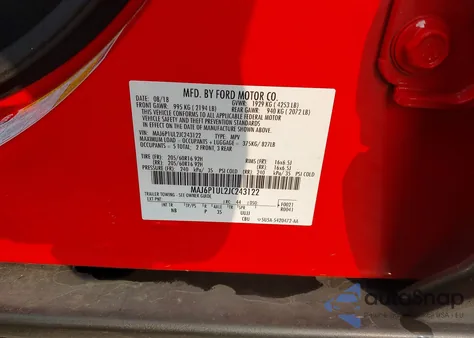 2018 Ford Ecosport Se z USA, uszkodzony, nr VIN MAJ6P1UL2JC243122